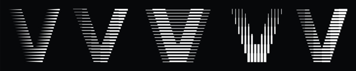 Set monogram logo letter v lines abstract modern art vector illustration