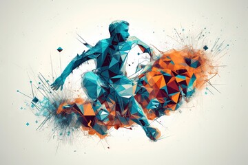 A Man Is Kicking A Soccer Ball With A Lot Of Colors Sports Bar Graphic Design Motion Graphics Generative AI
