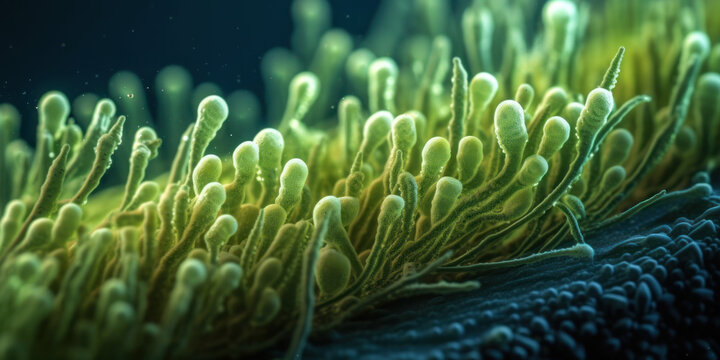 Vue macroscopique de micro-algues dans leurs milieu naturel