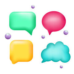 3d render speech bubble . Set of four 3D speech bubble icons.