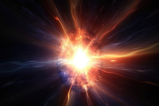a star, exploding into a supernova, with its light and energy streaking across the universe, created with generative ai