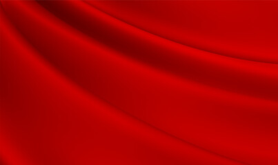Abstract vector background luxury red silk or satin texture. Red fabric textile texture background. Red cloth or liquid wave or wavy folds of grunge silk. Christmas,valentine's day,celebration. Vector