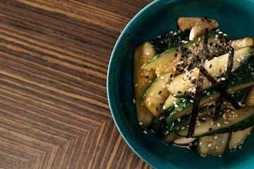 Chinese Cucumber Salad with Soy Sauce Garlic Nori and Sesame Seeds Pickled Cucumbers Vegetarian...