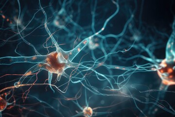 stem cell-derived neuron firing in the brain, created with generative ai