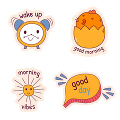 Set of cartoon kawaii sticker. vector illustrator