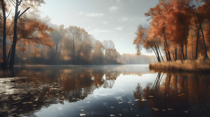 Naklejka na ściany i meble lake in autumn