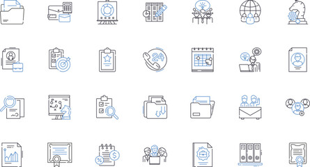 Data pipeline line icons collection. Integration, Extraction, Transformation, Loading, ETL, Automation, Efficiency vector and linear illustration. Analytics,Cloud,Pipeline outline signs set