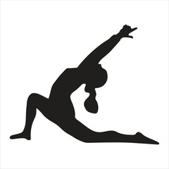 One woman exercises in yoga. Silhouette illustration