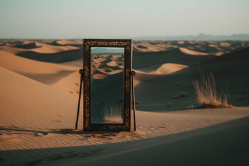 Mirror in a Desert, made with an generative AI