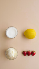 strawberry, lemon, ice cream, coconut milk, ingredients, yoghurt