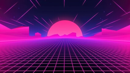 Retro futuristic background with pink lights, vaporware, 80s party background . Retro 80s fashion Sci-Fi Background - generative ai 