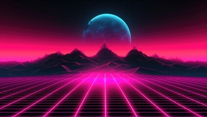 Retro futuristic background with pink lights, vaporware, 80s party background . Retro 80s fashion Sci-Fi Background - generative ai 