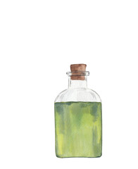 Olive oil bootle Italian Watercolor food illustration Png clipart Printable cut file, scrapbook, souvenir, greeting card, invitation, travel journey