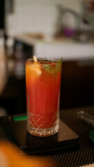 fresh drink mocktail, with sweet and sour flavoured made with Freshly orange squash and lemon, bar menu juice cocktail