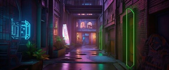 Futuristic Street, A Neon-Lit Vision of Modernity and Innovation, cyberpunk sci-fi - generative ai