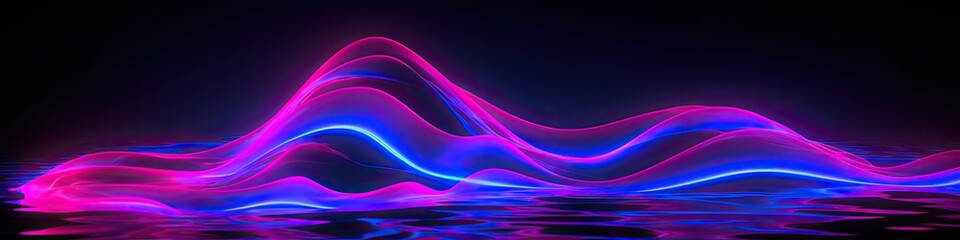 colorful sound waves with blue and purple neon lighting, band of light - generative ai