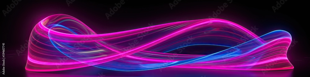 Wall mural colorful sound waves with blue and purple neon lighting, band of light - generative ai