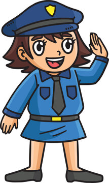 Policewoman Cartoon Colored Clipart Illustration