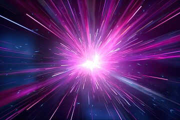 Naklejka premium 3D render featuring an abstract background in neon blue and orange colors, highlighting the speed of light in the darkness of space - generative ai