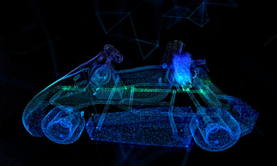 Kart racing. Light effect particles background. Modern abstract style consists of colorful dots - obrazy, fototapety, plakaty