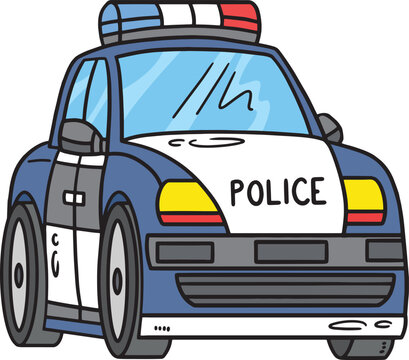 Police Car Cartoon Colored Clipart Illustration