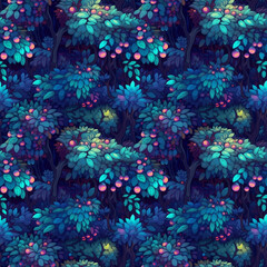 Obraz na płótnie Canvas Ripe blueberry and bilberry-bush growing in forest. AI generative illustration.