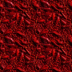 Fototapeta premium Dried red chilli peppers with seeds. AI generative illustration.