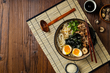Traditional ramen with jerked pork or chicken.  With udon or ramen noodles. Served in classic...