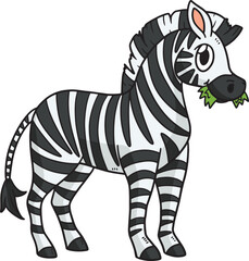 Obraz na płótnie Canvas Zebra Cartoon Colored Clipart Illustration