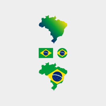 Brazil national flag and map vectors set....