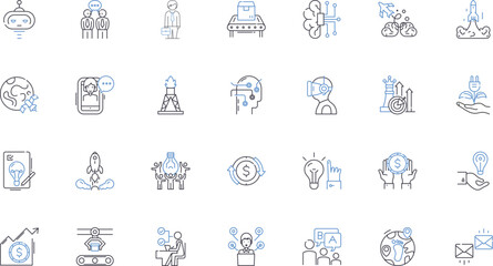 Inspiration motivation line icons collection. Ambition , Drive , Passion , Courage , Fortitude , Empowerment , Perseverance vector and linear illustration. Determination ,Resilience ,Vision outline