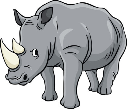 Rhinoceros Cartoon Colored Clipart Illustration
