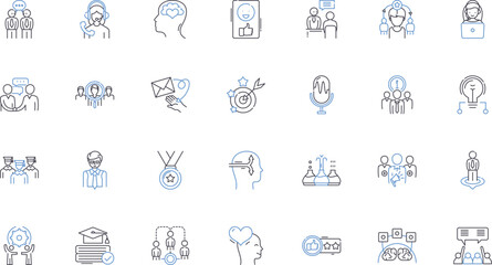 Strategic growth line icons collection. Expansion, Development, Progression, Advancement, Scaling, Elevation, Reinforcement vector and linear illustration. Optimization,Evolution,Flourishing outline