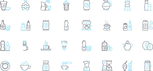 Quiet and peaceful linear icons set. Serene , Tranquil , Calm, Silent , Still , Hushed, Placid line vector and concept signs. Soft ,Gentle ,Soothing outline illustrations