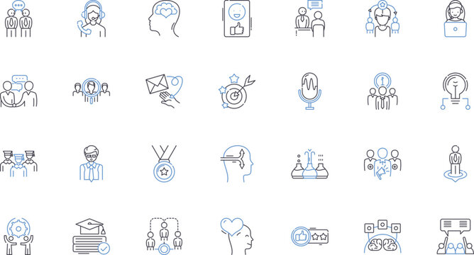 Strategic growth line icons collection. Expansion, Development, Progression, Advancement, Scaling, Elevation, Reinforcement vector and linear illustration. Optimization,Evolution,Flourishing outline