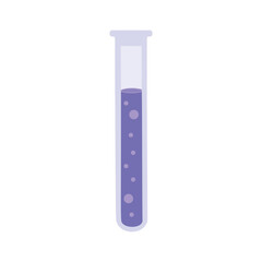 Glass test tube. Test tube icon with a lilac solution. Chemical laboratory test tube with liquid