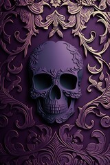 Skull Background in the Chic Adorned Socialite Style - Beautiful Skull Backdrop with empty copy space for text - Wallpaper with a stylish Chic Skull - Created with Generative AI technology