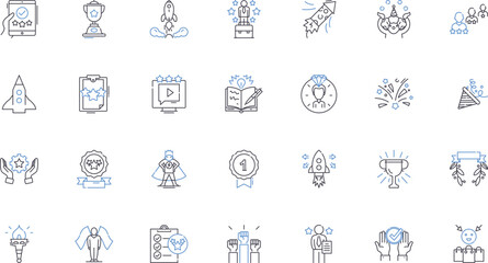 Winning corporation line icons collection. Victory, Success, Champions, Triumph, Accomplishment, Leader, Top vector and linear illustration. Winner,Achieve,Excellence outline signs set