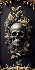 Skull Background in the Chic Adorned Socialite Style - Beautiful Skull Backdrop with empty copy space for text - Wallpaper with a stylish Chic Skull - Created with Generative AI technology