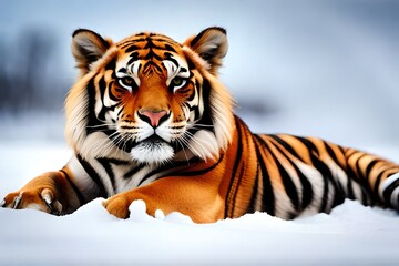 Obraz premium Tiger under the snow, Generative AI