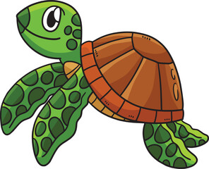 Turtle Cartoon Colored Clipart Illustration