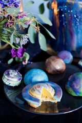 Beautiful blue galaxy space cakes
