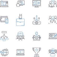 Operations branch line icons collection. Efficiency, Procedures, Systematics, Processes, Resources, Logistics, Workflow vector and linear illustration. Collaboration,Manufacturing,Management outline