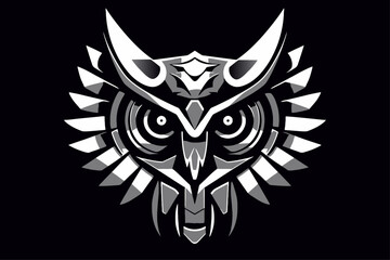 Owl head mechanical logo vector symbol illustration 