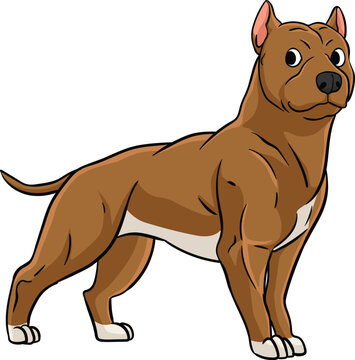 Pit Bull Cartoon Colored Clipart Illustration