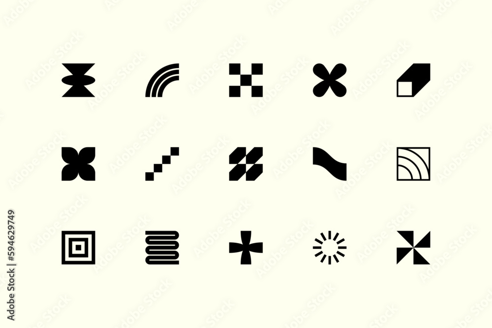 Poster symbols set. abstract and basic shapes. geometric forms. minimalist icons. flat vector concept. mode