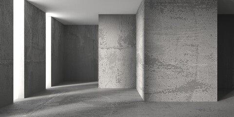 Abstract empty modern interior. Concrete walls