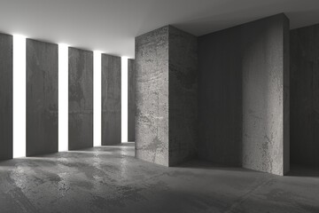 Abstract empty modern interior. Concrete walls