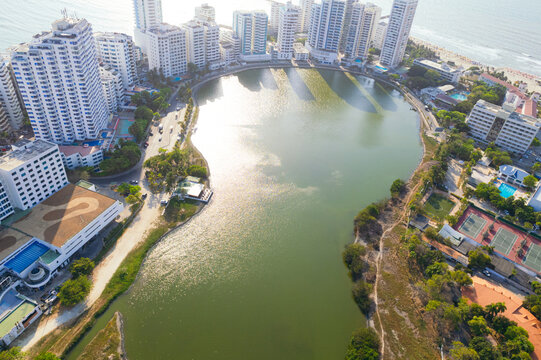 Aerial image of Bocagrande, Cartagena, Colombia.