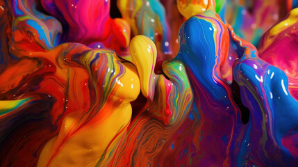 Abstract colorful wallpaper. Fluid art 3d background. AI